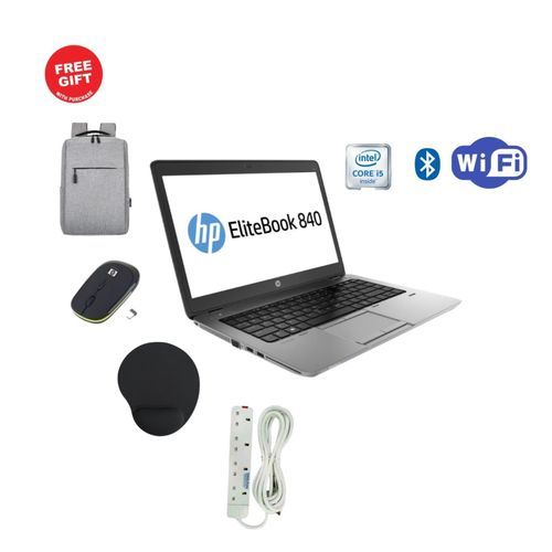 HP Laptops EliteBook 840 G1 Intel Core i5, 8GB RAM, 500GB HDD Refurbished Laptop, 14" Screen Display, Office & Basic Software Windows 11 PRO Activated, Office & Basic software Installed + Free Bag + Charger + wireless Mouse,MousePad + Extension